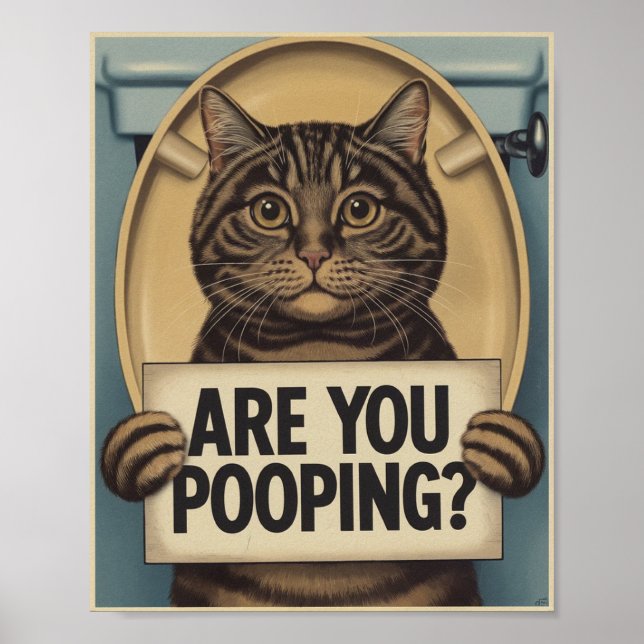 Funny Cat Poster | Pooping? | Kattkonst (Framsidan)