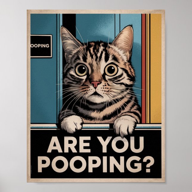 Funny Cat Poster | Pooping? | Kattkonst (Framsidan)