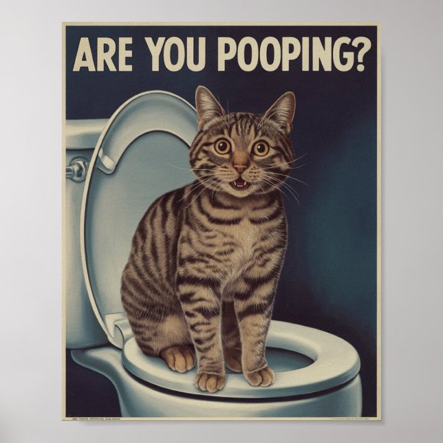 Funny Cat Poster | Pooping? | Kattkonst (Framsidan)