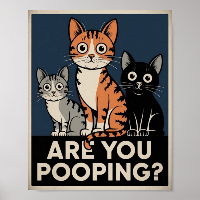 Funny Cat Poster | Pooping? | Kattkonst (Framsidan)
