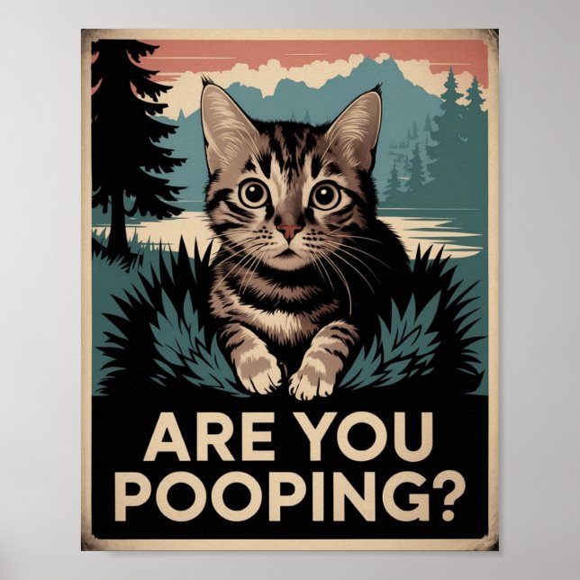 Funny Cat Poster | Pooping? | Kattkonst (Framsidan)
