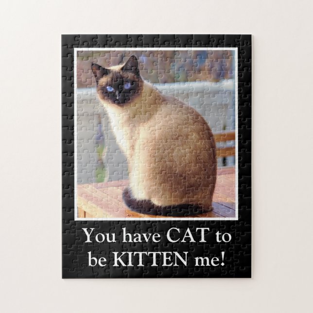 Funny Cat Pun Clever Siamese Cat Kitten Blue Ögon Pussel (Vertikal)