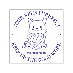 Funny Cat Pun Perfekt Job Lacher Encouragement Självfärgande Stämpel