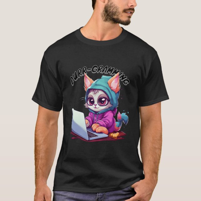 Funny Cat Pun Tech Savvy Kitten Programming Pun Ki T Shirt (Framsida)