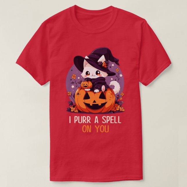 Funny Cat Pun Witch Spell Graphic Manar Kids Women T Shirt (Design framsida)