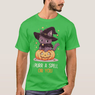 Funny Cat Pun Witch Spell Graphic Manar Kids Women T Shirt