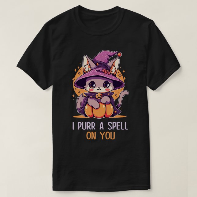 Funny Cat Pun Witch Spell Graphic Manar Kids Women T Shirt (Design framsida)