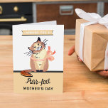 Funny Cat "Purr-fect" Mother's Day Kort<br><div class="desc">Send a special Mother's Day greeting with this funny "Purr-fect" cat lover's greeting card. The simple design features a cartoon cat with the wording "Wishing you a Purr-fect Mother's Day!". You can easily change the wording on the front and inside of the card using Zazzle's design tool. There is also...</div>