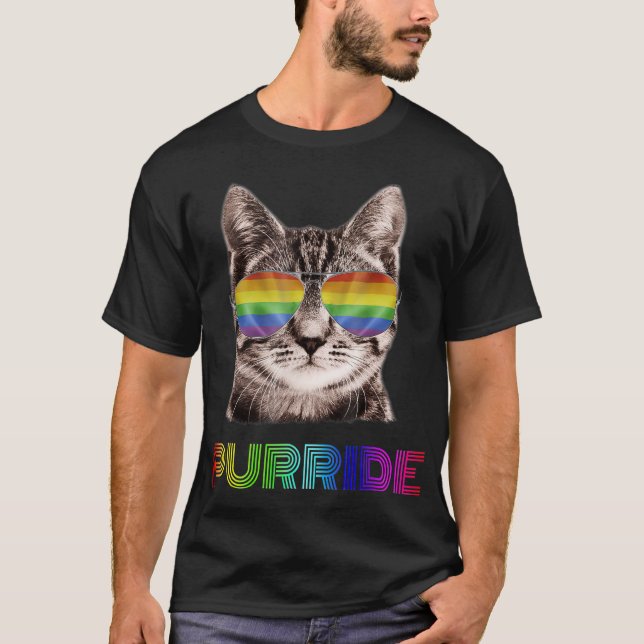 FUNNY CAT PURRIDE HBT-PRIDE SHIRT T SHIRT (Framsida)