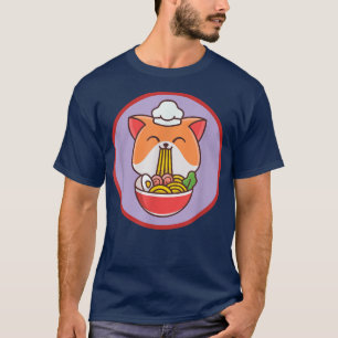 Funny Cat Ramen Kawaii Neko Noodles Japanska T Shirt