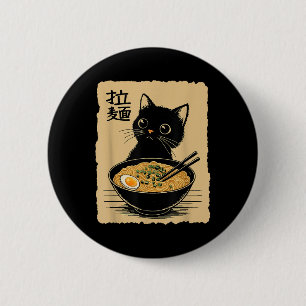 Funny Cat Ramen Tee Cute Kawaii Japansk Anime Noo Knapp