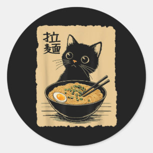 Funny Cat Ramen Tee Cute Kawaii Japansk Anime Noo Runt Klistermärke