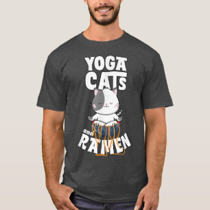 Funny Cat Ramen Yoga Pose Zen Meditation Japansk T Shirt