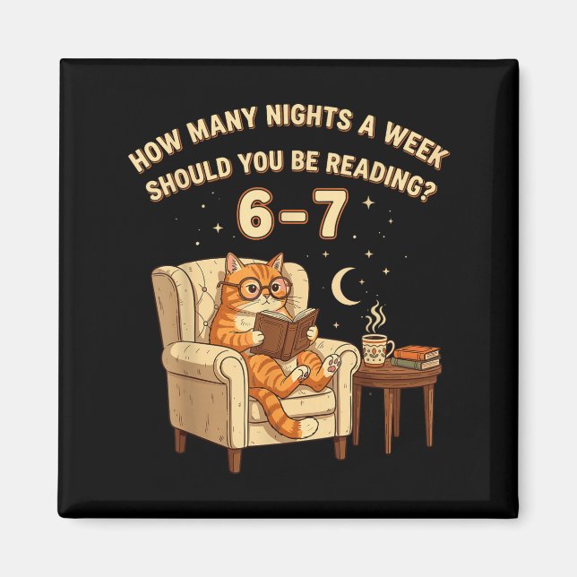 Funny Cat Reading 6-7 Meme Englieacher Book Lover  Magnet (Framsidan)