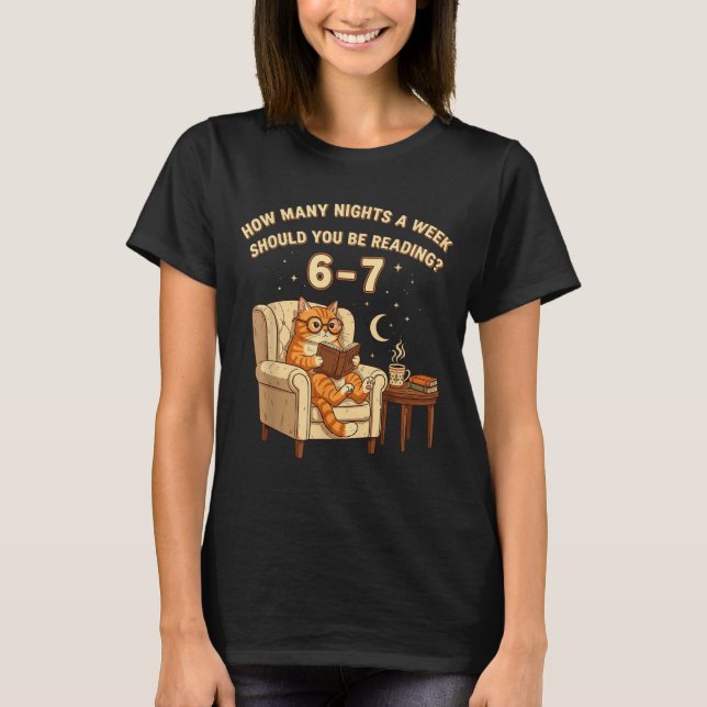 Funny Cat Reading 6-7 Meme Englieacher Book Lover  T Shirt (Framsida)