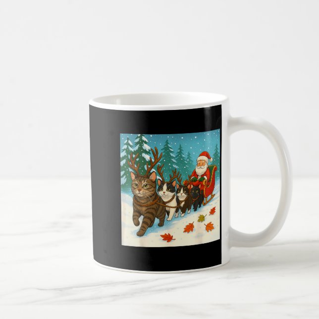 Funny Cat Reindeer Santa Christmas Design For Men  Kaffemugg (Höger)