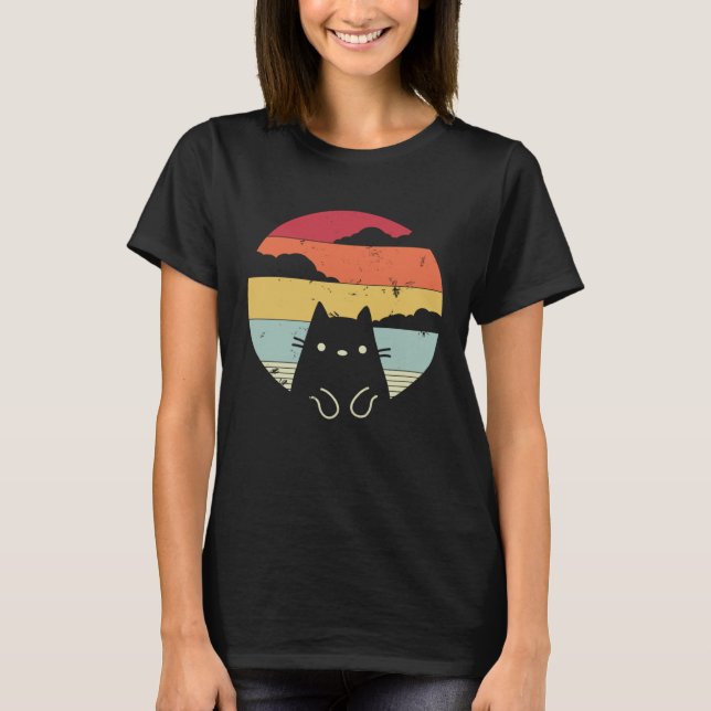 Funny Cat Retro Style T Shirt (Framsida)