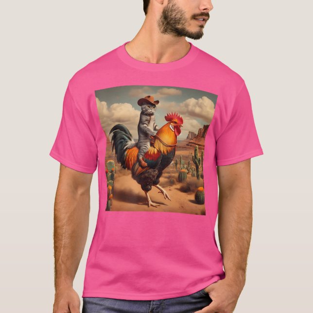 Funny Cat Riding Tupp Cowboy Rodeo Cat Riding C T Shirt (Framsida)