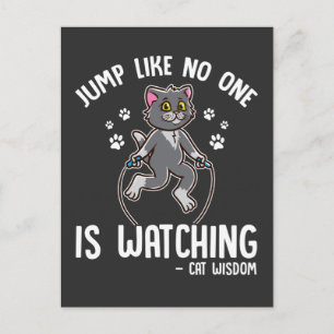 Funny Cat Rope Jumping Sport Kattunge Älskare Vykort