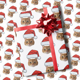 Funny Cat Santa Hat | Anpassningsbar Ansikte Fotoj Presentpapper