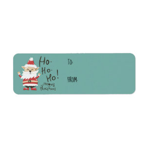Funny Cat Santa jul Gift Stickers Returadress Etikett