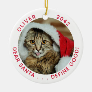 Funny Cat Santa jul Julgransprydnad Keramik