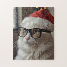Funny Cat Santa Puzzle - Jigszawa - jul
