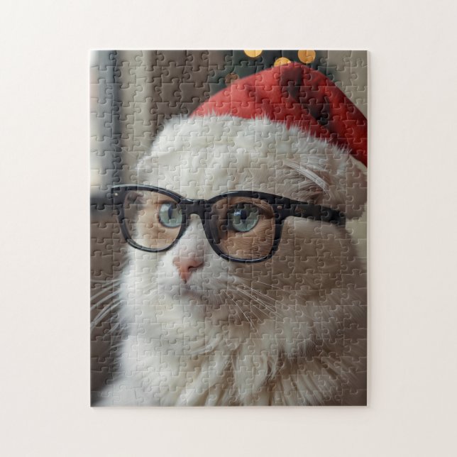 Funny Cat Santa Puzzle - Jigszawa - jul Pussel (Vertikal)
