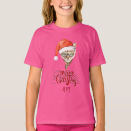 Funny Cat Santa Winter God jul T Shirt