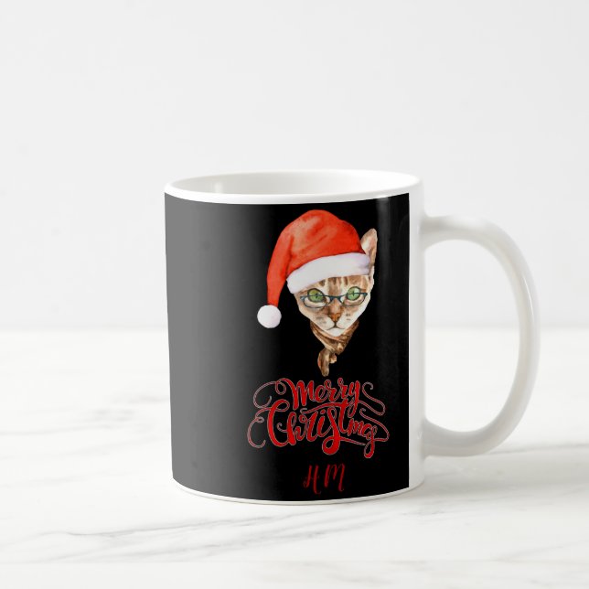 Funny Cat Santa Winter Merry Christmas T Shirt  Kaffemugg (Höger)
