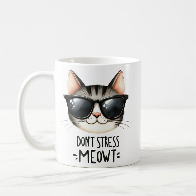 Funny Cat Sarkastic Quote Tecknad Kaffemugg (Vänster)