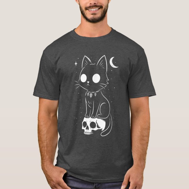 Funny cat saying quote skull kawaii T-Shirt (Framsida)