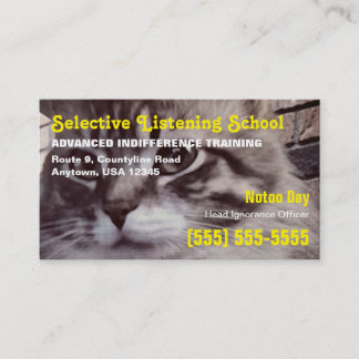 Funny Cat Selective Listening School Visitkort