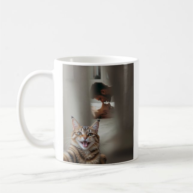 Funny Cat Selfie Kaffemugg (Vänster)