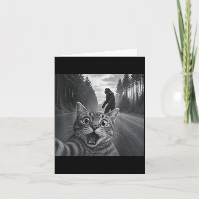 Funny Cat Selfie With Bigfoot Cat Lovers For Men W Kort (Framsida)