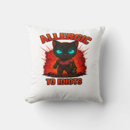 Funny Cat Shirt – “Allergic to Idiots” Kudde