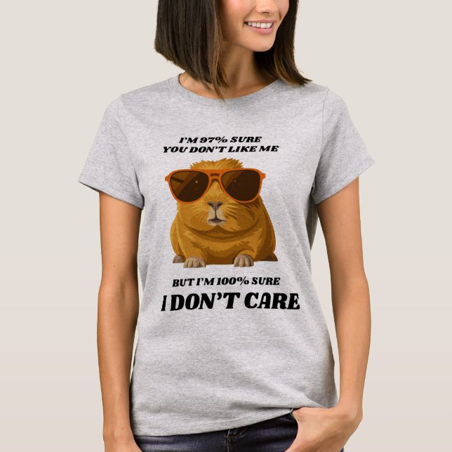 Funny Cat Shirt for Woman -  Sassy "I Don't Care" T Shirt (Framsida)