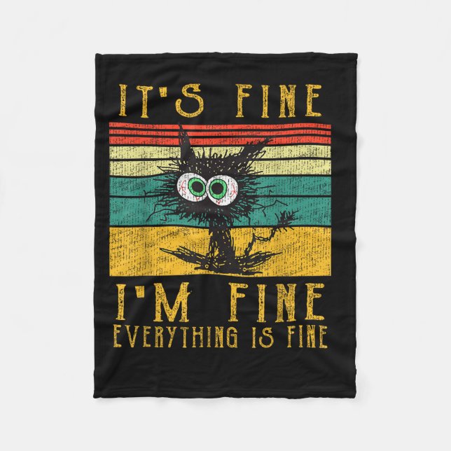 Funny Cat Shirt, It's Fine I'm Fine Everything Is  Fleecefilt (Framsidan)