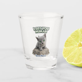 Funny Cat Shot Glass – I See You Human