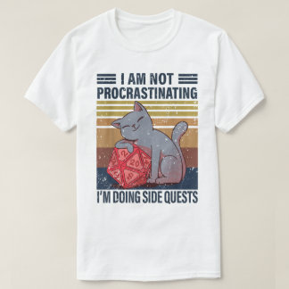 Funny Cat Side Quest RPG Design T Shirt