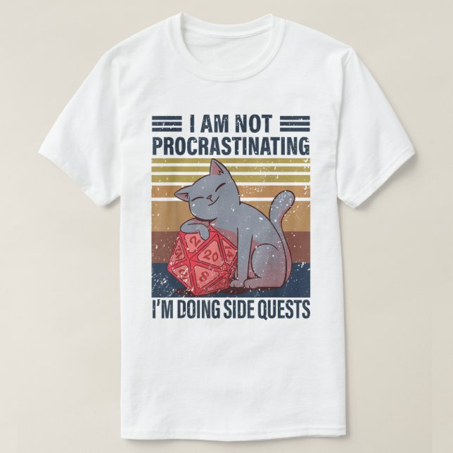 Funny Cat Side Quest RPG Design T Shirt (Design framsida)