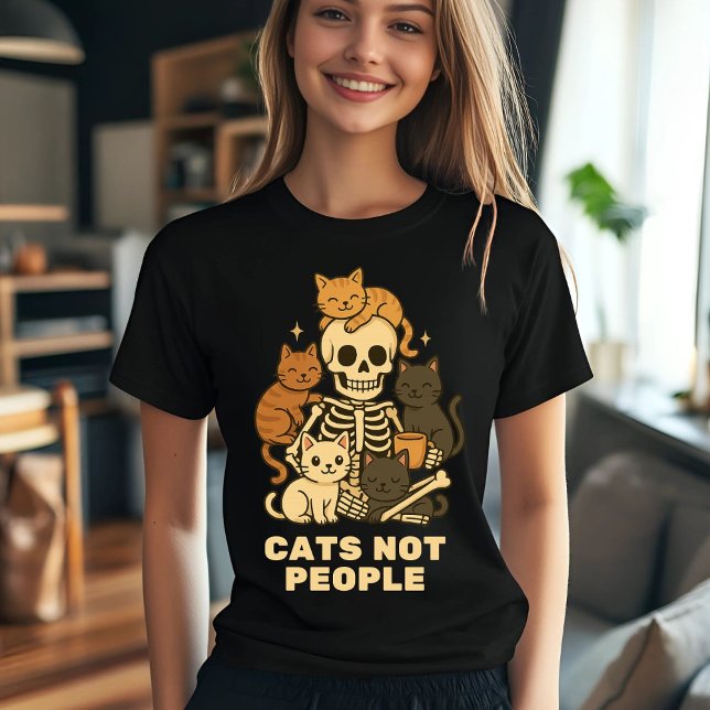 Funny Cat Skeleton - katter, inte citat T Shirt (Skapare uppladdad)