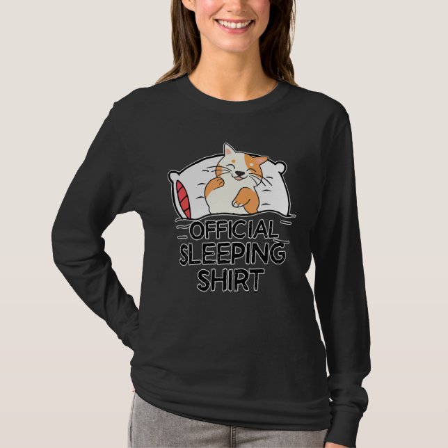 Funny Cat Sleeping Pajamas Cute Napping Cat Paj T Shirt (Framsida)