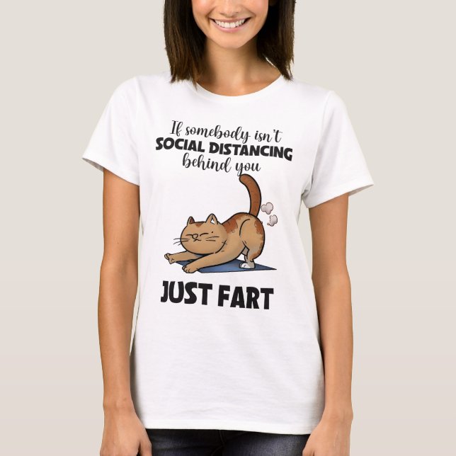 Funny Cat Social Avstånd Say T Shirt (Framsida)