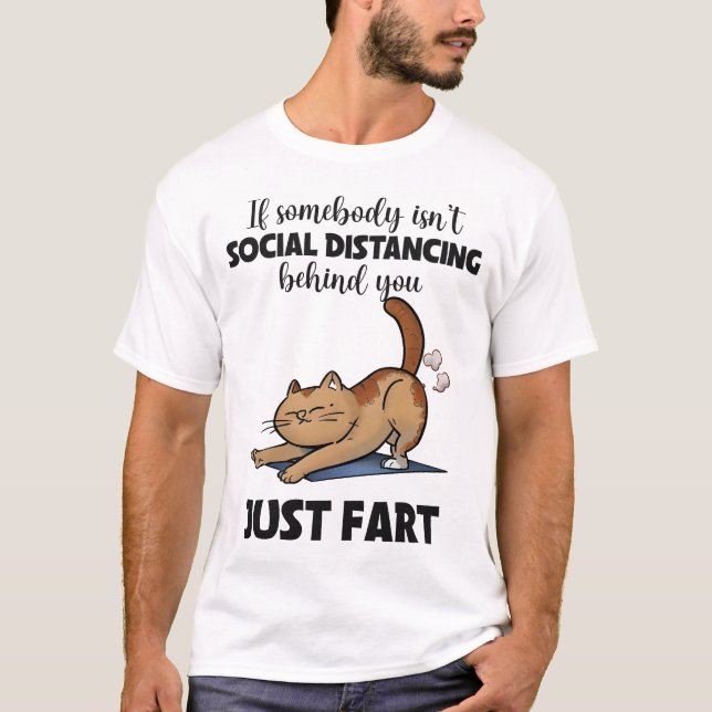 Funny Cat Social Avstånd Say T Shirt (Framsida)
