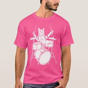 Funny Cat Spela Drums Drum Kit T Shirt