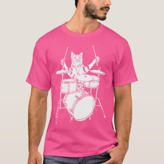 Funny Cat Spela Drums Drum Kit T Shirt