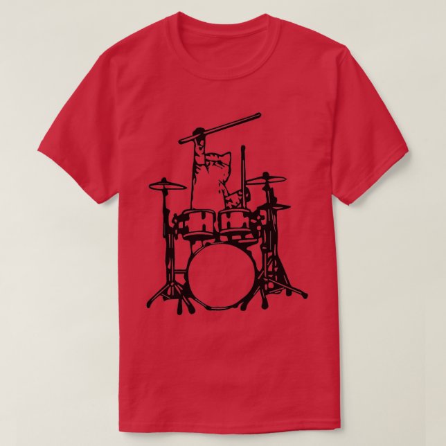 Funny Cat Spela Drums T Shirt (Design framsida)