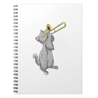 Funny Cat Spela Trombone Gift Coola Kitten Musici Anteckningsbok