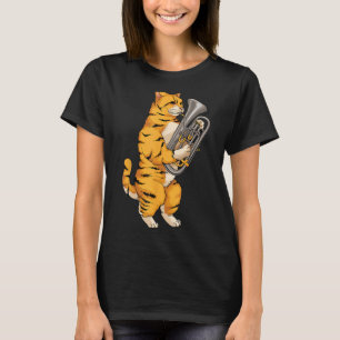 Funny Cat Spela upp Euphonium Coola Kärlek Animal T Shirt